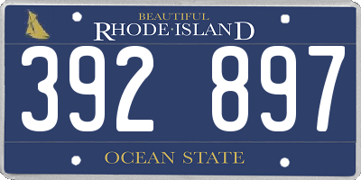 RI license plate 392897