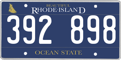 RI license plate 392898