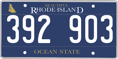 RI license plate 392903