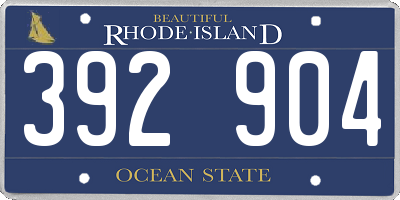 RI license plate 392904