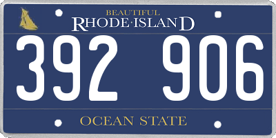 RI license plate 392906