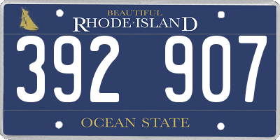 RI license plate 392907