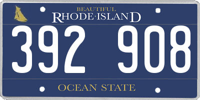 RI license plate 392908