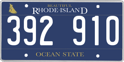 RI license plate 392910