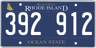 RI license plate 392912