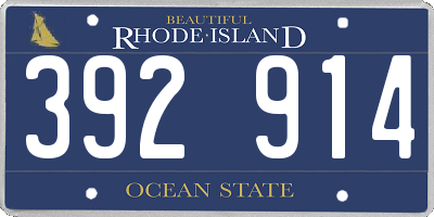 RI license plate 392914