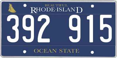 RI license plate 392915