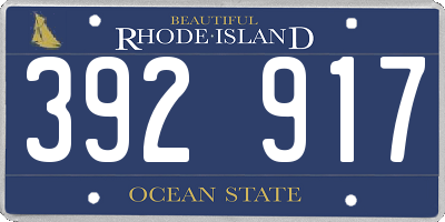 RI license plate 392917