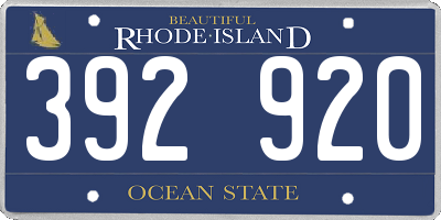 RI license plate 392920