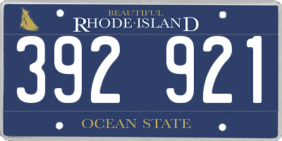 RI license plate 392921