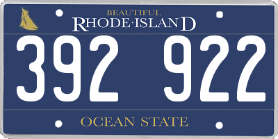 RI license plate 392922