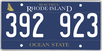 RI license plate 392923