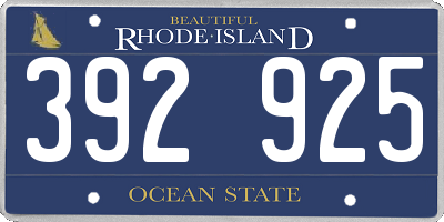 RI license plate 392925