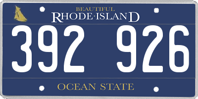 RI license plate 392926