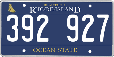 RI license plate 392927