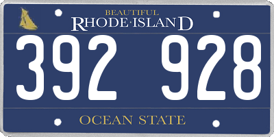 RI license plate 392928