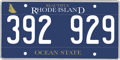 RI license plate 392929