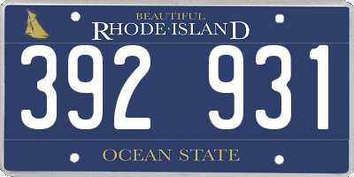 RI license plate 392931