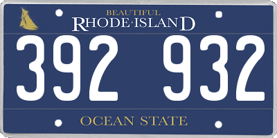 RI license plate 392932