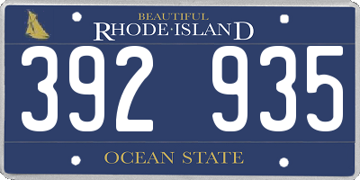 RI license plate 392935