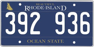 RI license plate 392936
