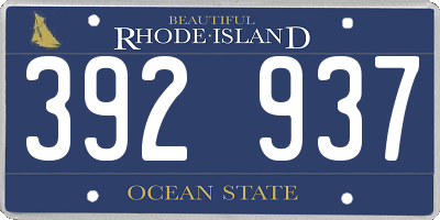 RI license plate 392937