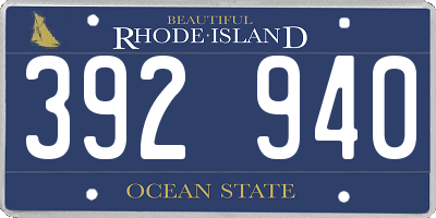 RI license plate 392940