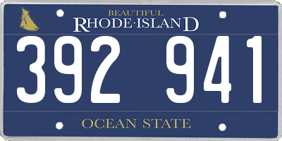 RI license plate 392941