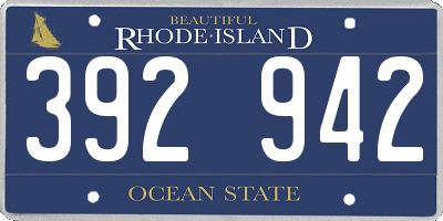 RI license plate 392942