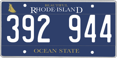 RI license plate 392944