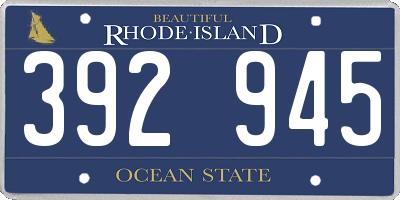 RI license plate 392945