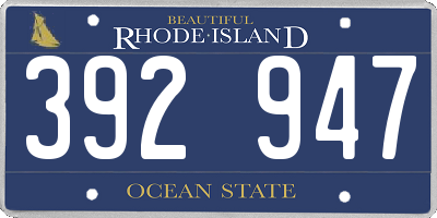 RI license plate 392947