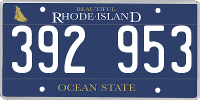 RI license plate 392953