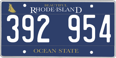 RI license plate 392954