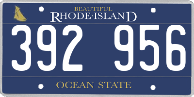 RI license plate 392956