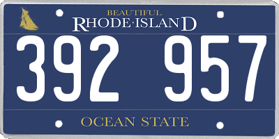 RI license plate 392957