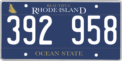 RI license plate 392958