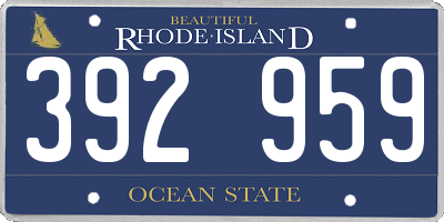 RI license plate 392959