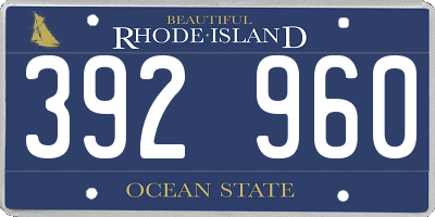 RI license plate 392960