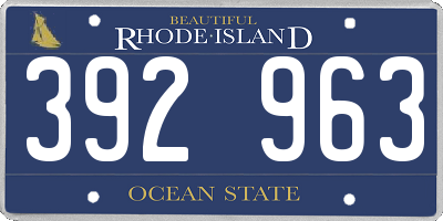 RI license plate 392963