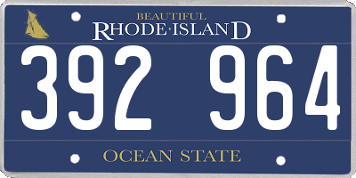 RI license plate 392964