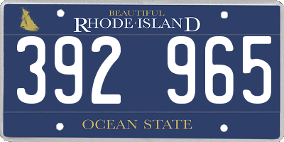 RI license plate 392965