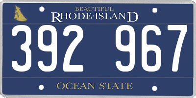 RI license plate 392967