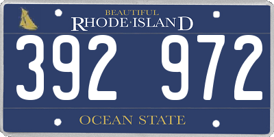 RI license plate 392972