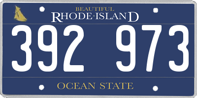 RI license plate 392973