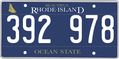 RI license plate 392978