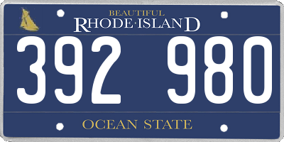 RI license plate 392980