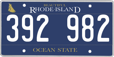 RI license plate 392982