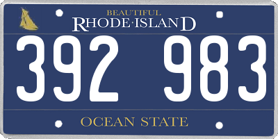 RI license plate 392983