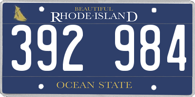 RI license plate 392984